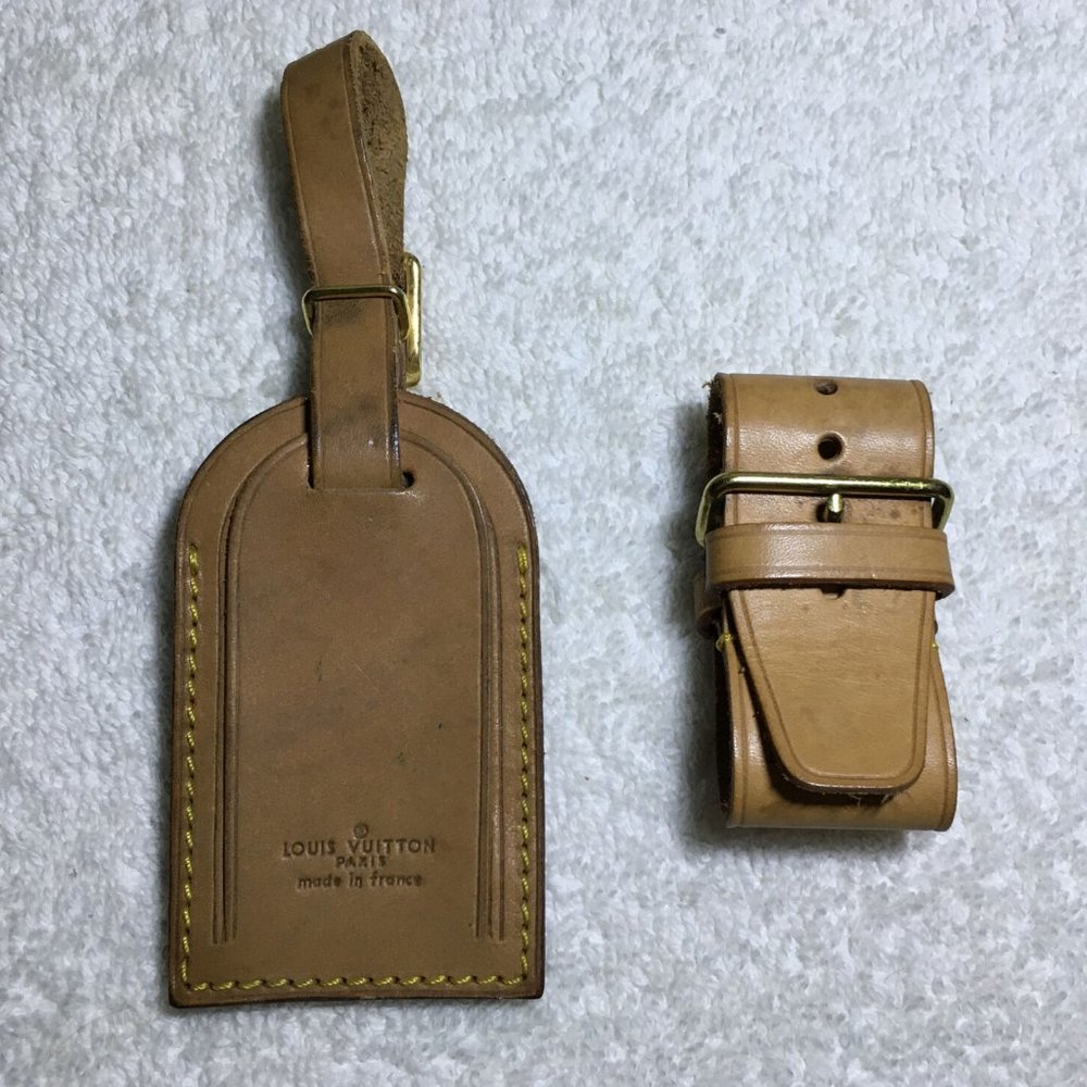 Vintage Louis Vuitton Luggage Tag and Poignier in Vachetta Leather [n|]